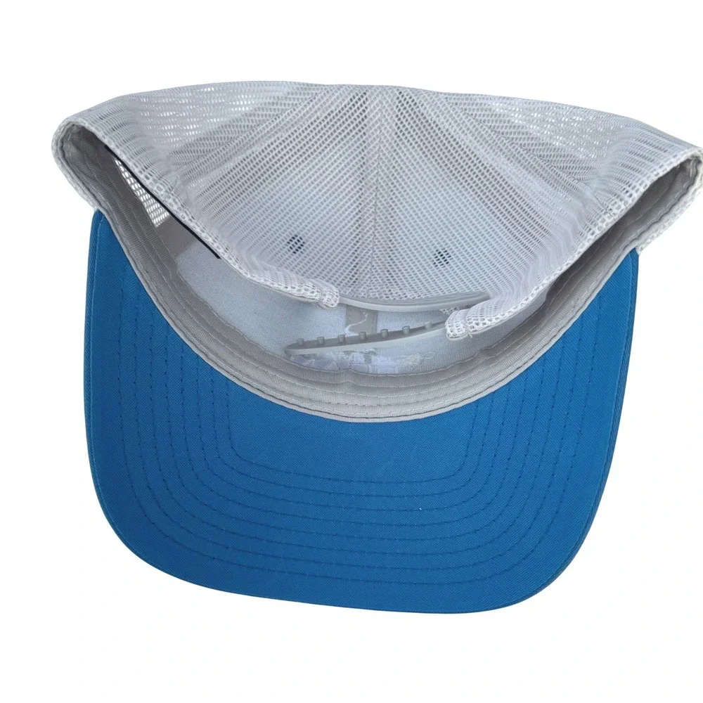 Human Bean Coffee Logo Steel Blue White Retro Trucker Hat Snapback Curved‎ Visor